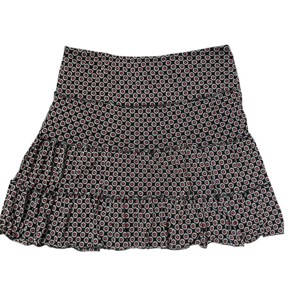 Sophie Max Skirt Womens Size S Black Red Tiered Ruffled Lined Mini Feminine Fun